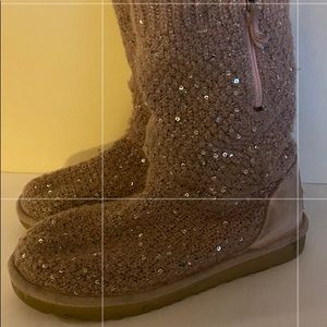 UGG Light Pink Knit Boots, Used, Sparkle, Sz. US 3
